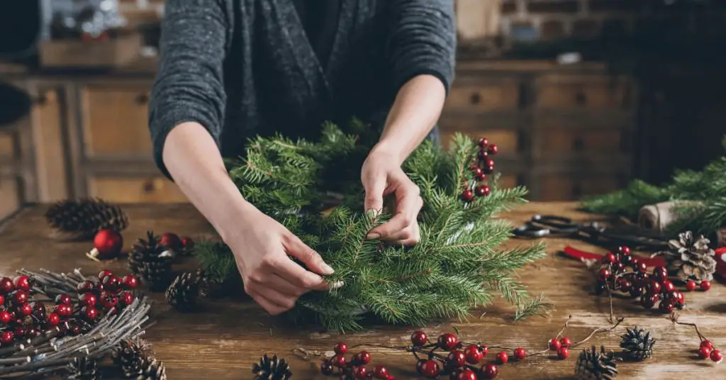 How-to-Make-a-Christmas-Wreath-Attaching-Greenery