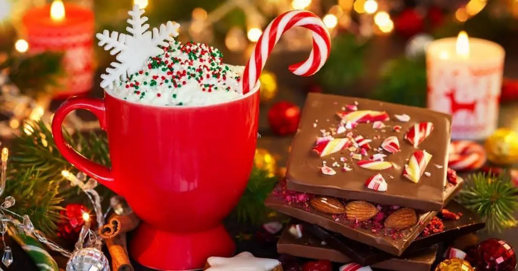 Hot chocolate and festive chocolate slab - Food gifts for Christmas