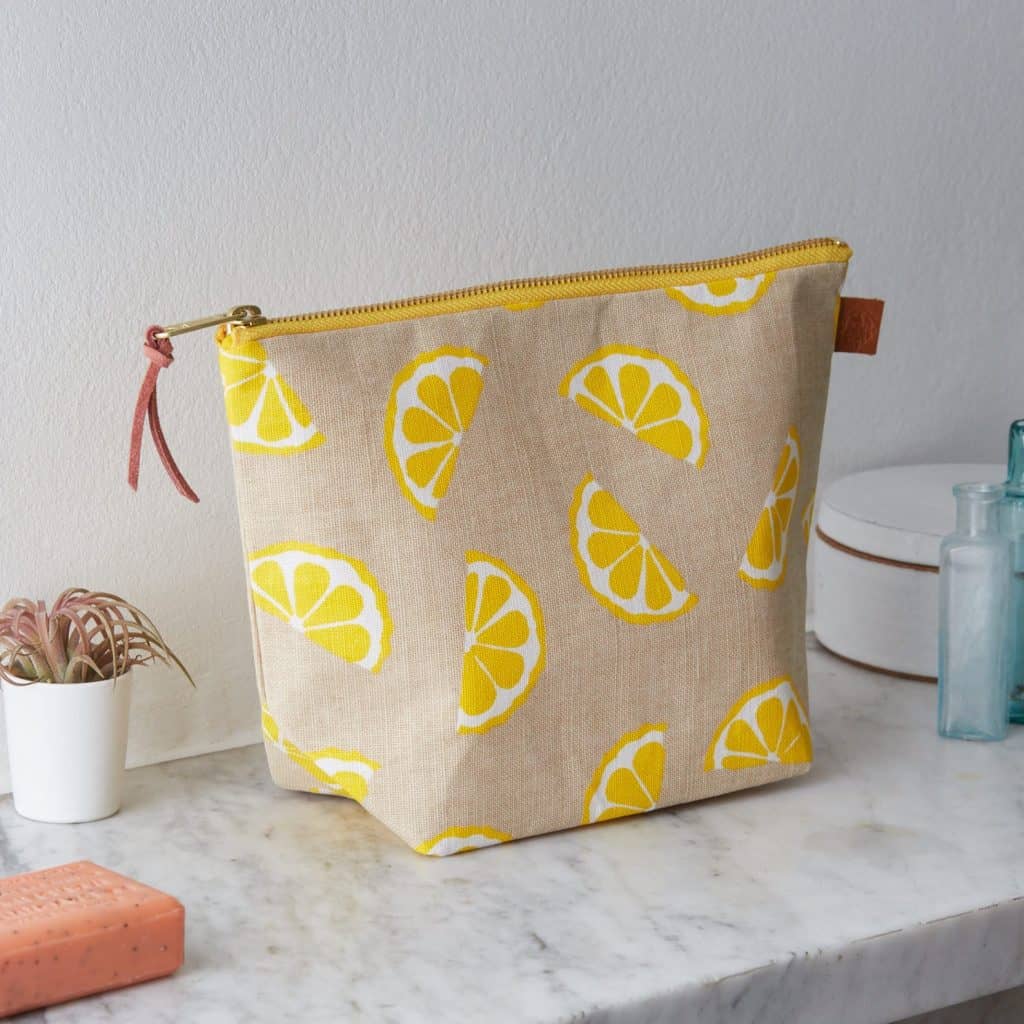 Lemon Linen Printed Wash Bag - Gift for Sister