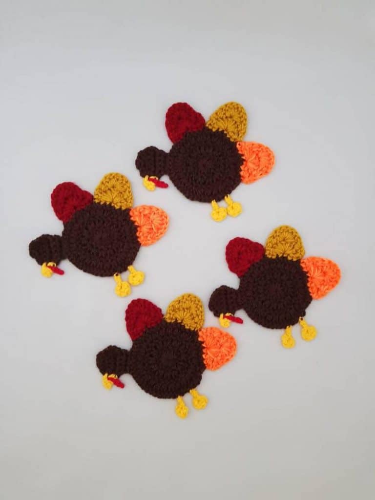 Christmas crocheted turkey coasters - Open for Christmas