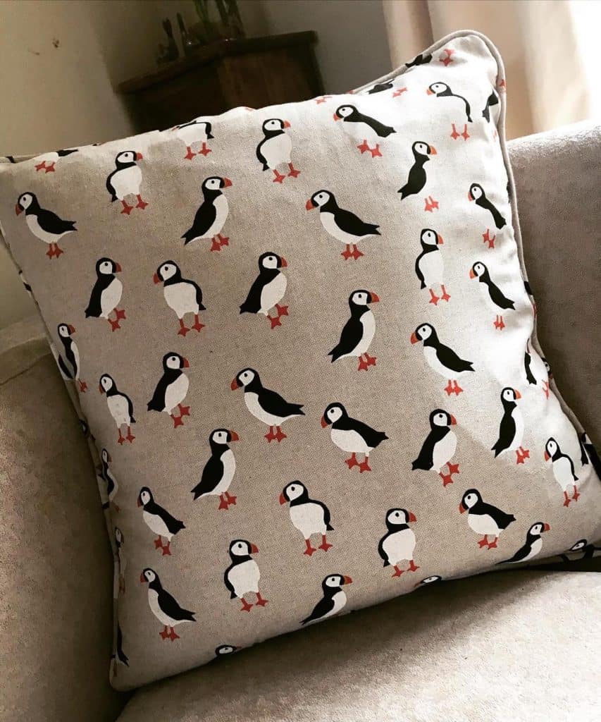 Puffin Print Cushion Cover UK - Open for Christmas