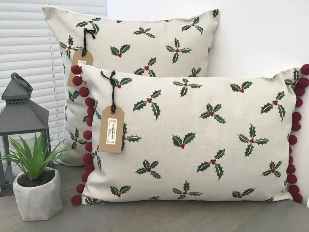 Sophie Allport Christmas Holly & Berry Handmade Christmas Cushion Covers - UK - Open for Christmas