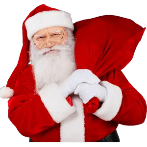 Santa Holding Bag of Presents & Gifts for Christmas Lovers