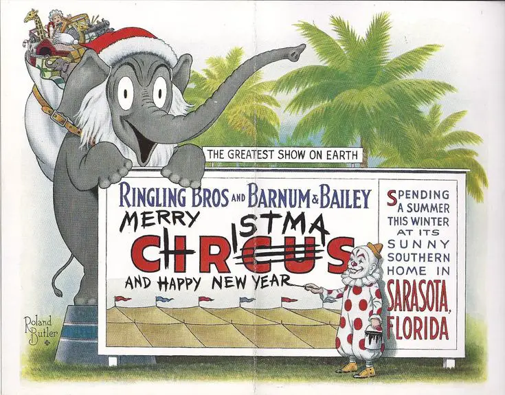 Ringling Circus Christmas Post Card